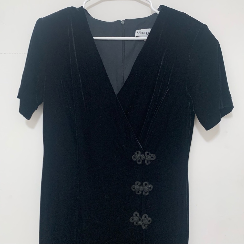 Vintage Black Velvet Maxi Gown with Leg Slit